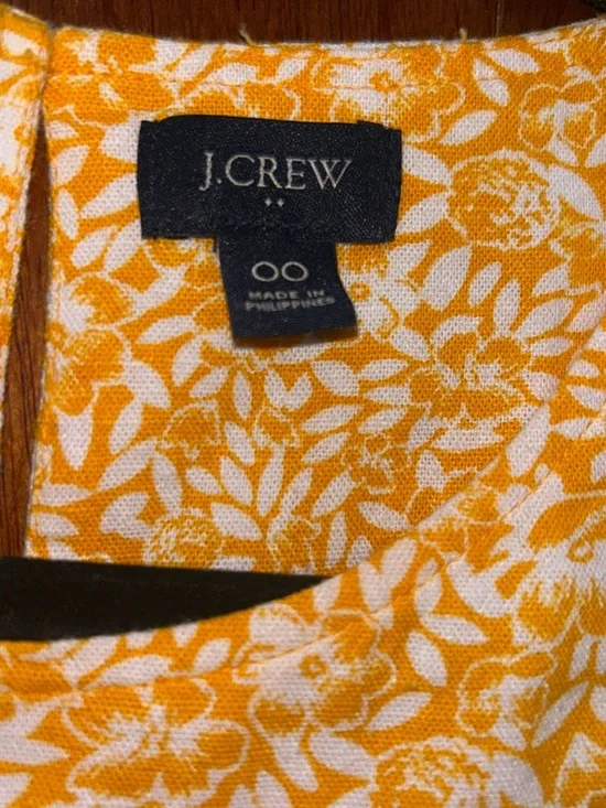 J. Crew Linen Blend Floral Marigold Printed Tiered Sundress Size 00 - Picture 5 of 8